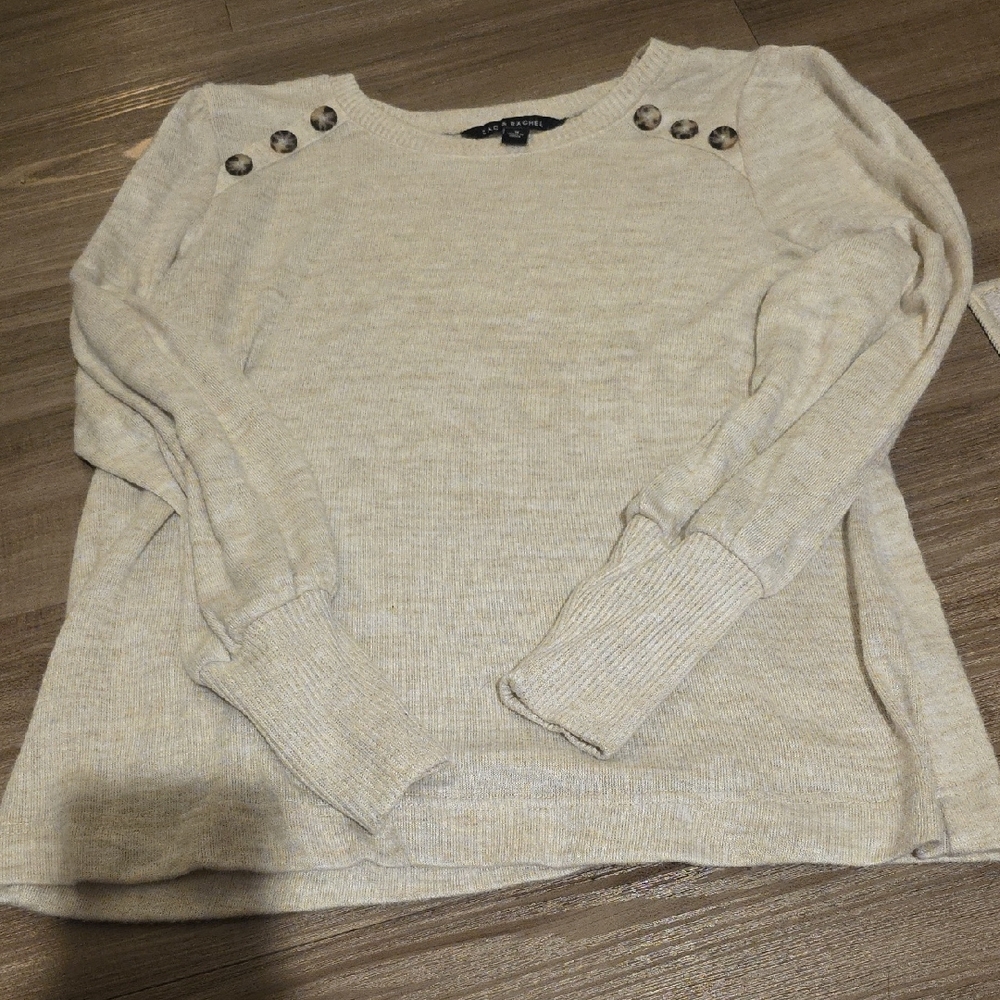 Zac & Rachel Cream Sweater with Button Accents